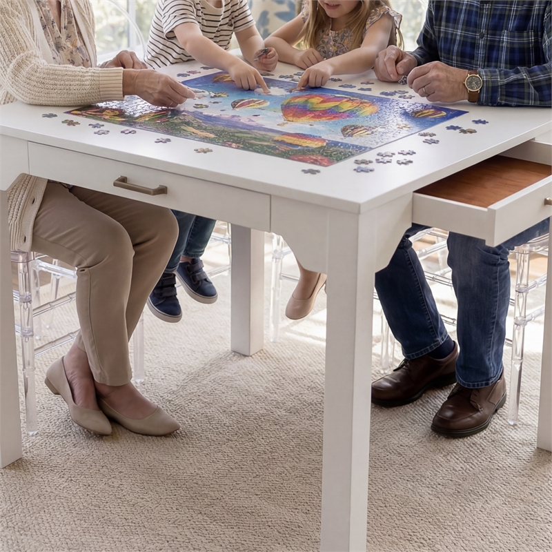 Comfort Pointe Annadale White Wood Square Dining or Mahjong Game Table