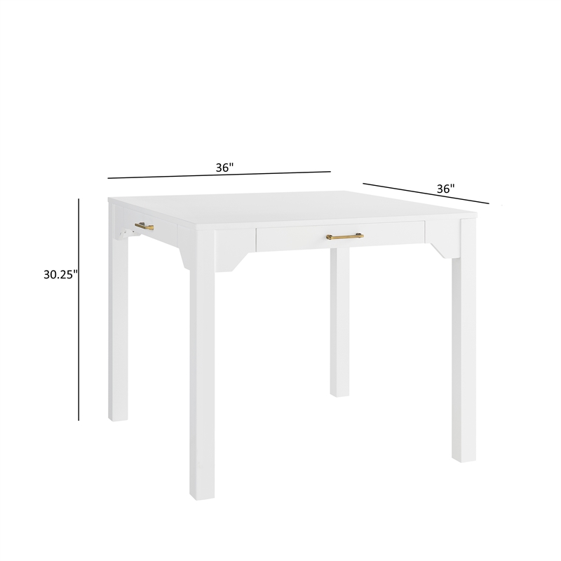 Comfort Pointe Annadale White Wood Square Dining or Mahjong Game Table