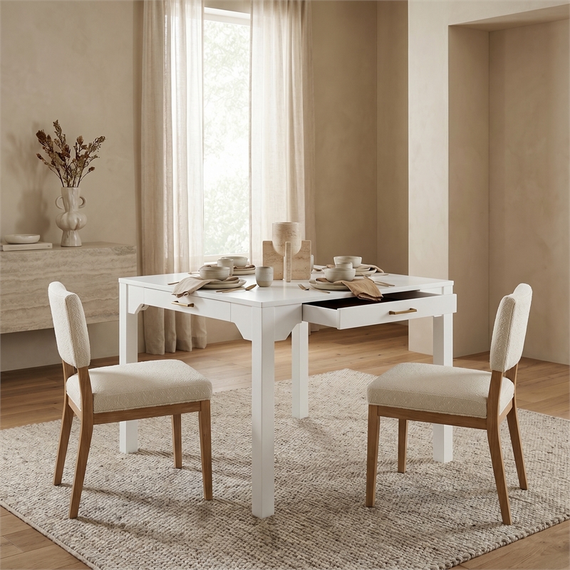 Comfort Pointe Annadale White Wood Square Dining or Mahjong Game Table