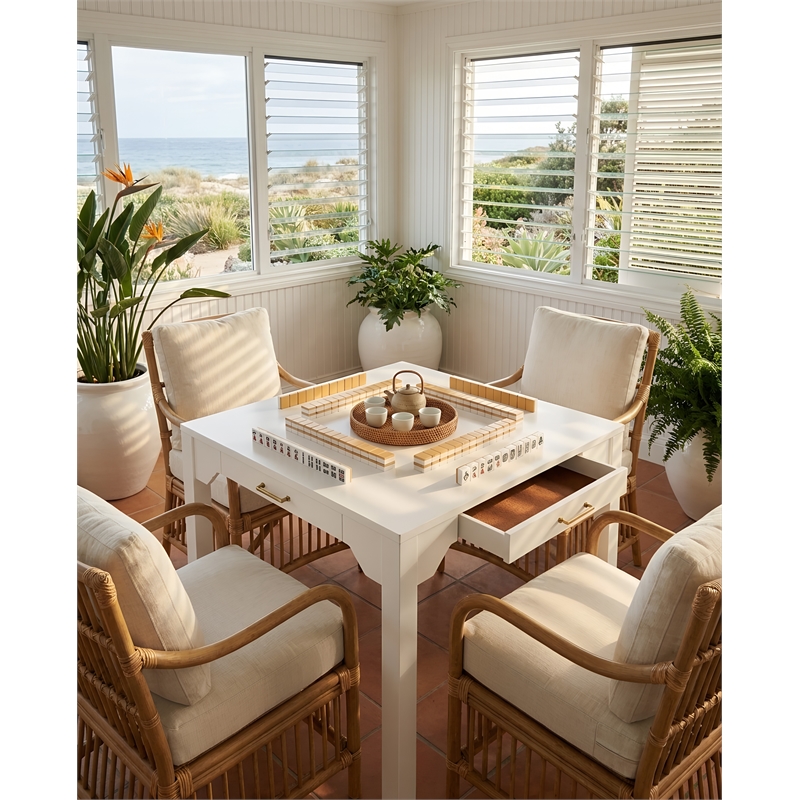 Comfort Pointe Annadale White Wood Square Dining or Mahjong Game Table