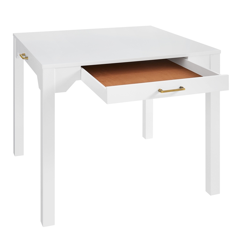 Comfort Pointe Annadale White Wood Square Dining or Mahjong Game Table