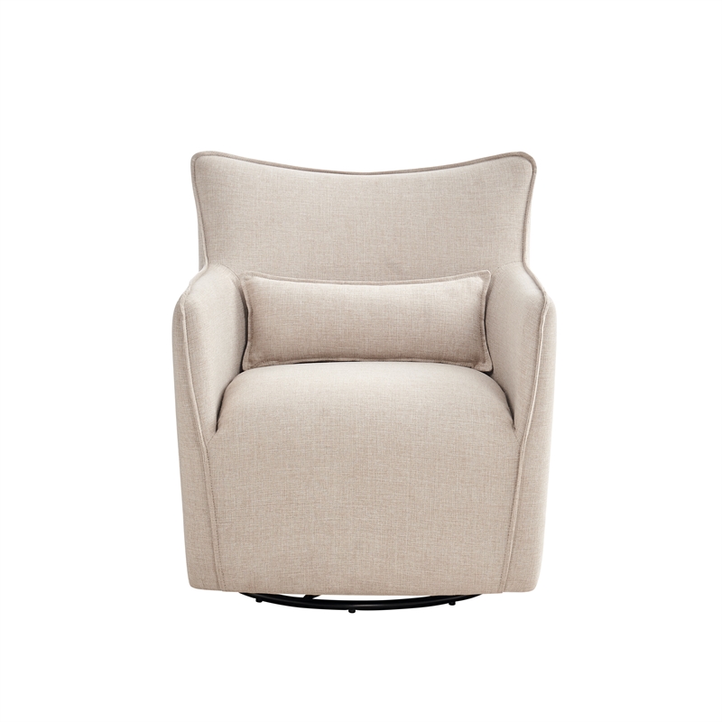 Alegre Swivel Accent Chair with Pillow - Swivel Base - Beige Sand Polyester