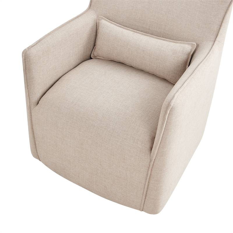 Alegre Swivel Accent Chair with Pillow - Swivel Base - Beige Sand Polyester