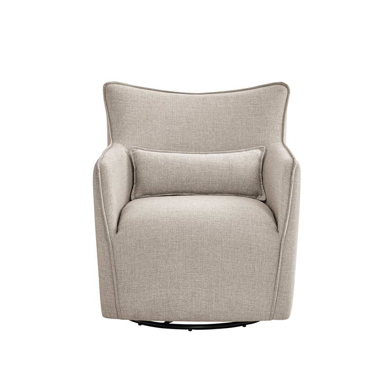 Alegre Swivel Accent Chair with Pillow - Swivel Base - Sea Oat Gray Polyester