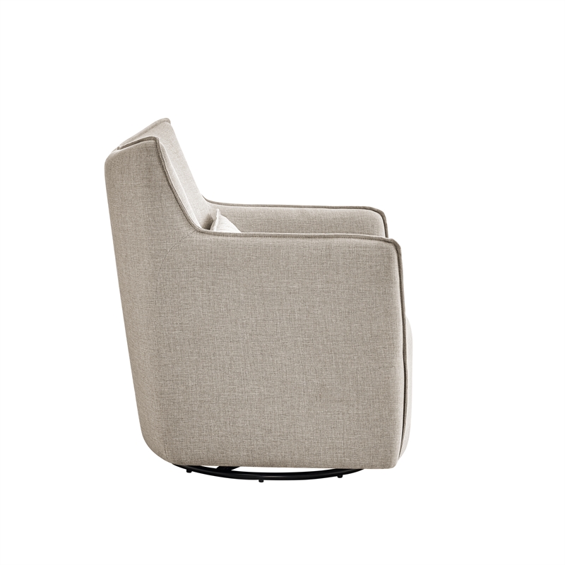 Alegre Swivel Accent Chair with Pillow - Swivel Base - Sea Oat Gray Polyester