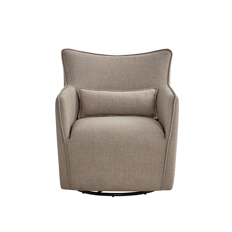Alegre Swivel Accent Chair with Pillow -  Swivel Base - Mushroom Brown Polyester
