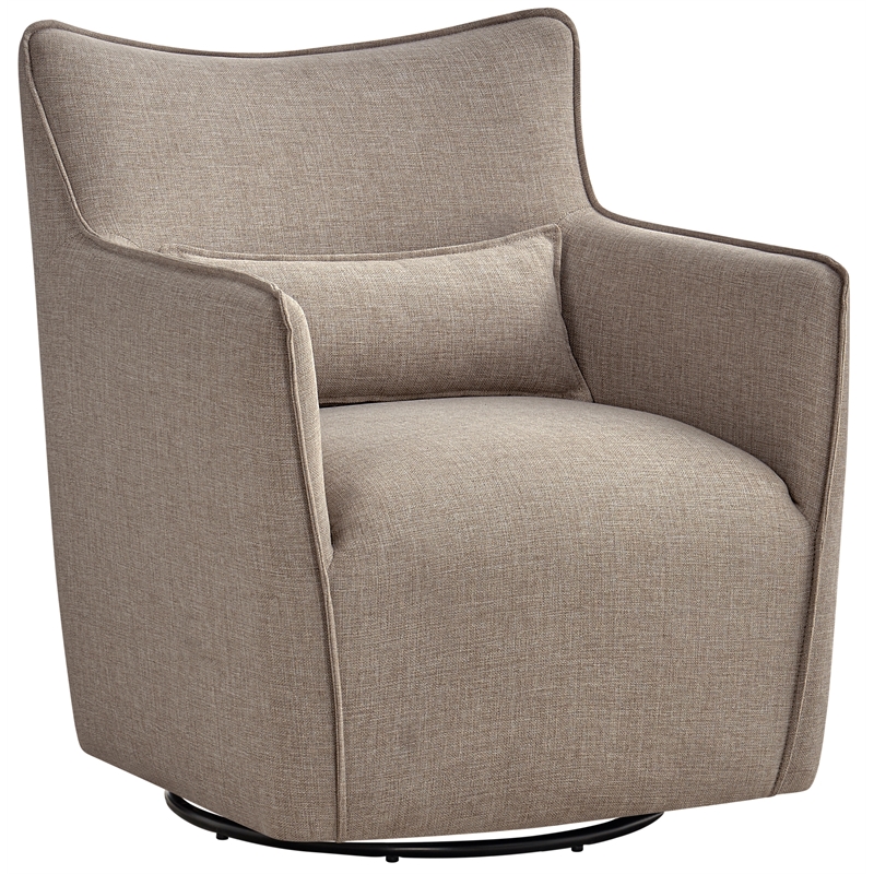 Alegre Swivel Accent Chair with Pillow -  Swivel Base - Mushroom Brown Polyester