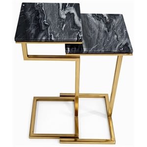 Charlbury 2-Piece Square Nesting C-Table Set with Black Marble Tops