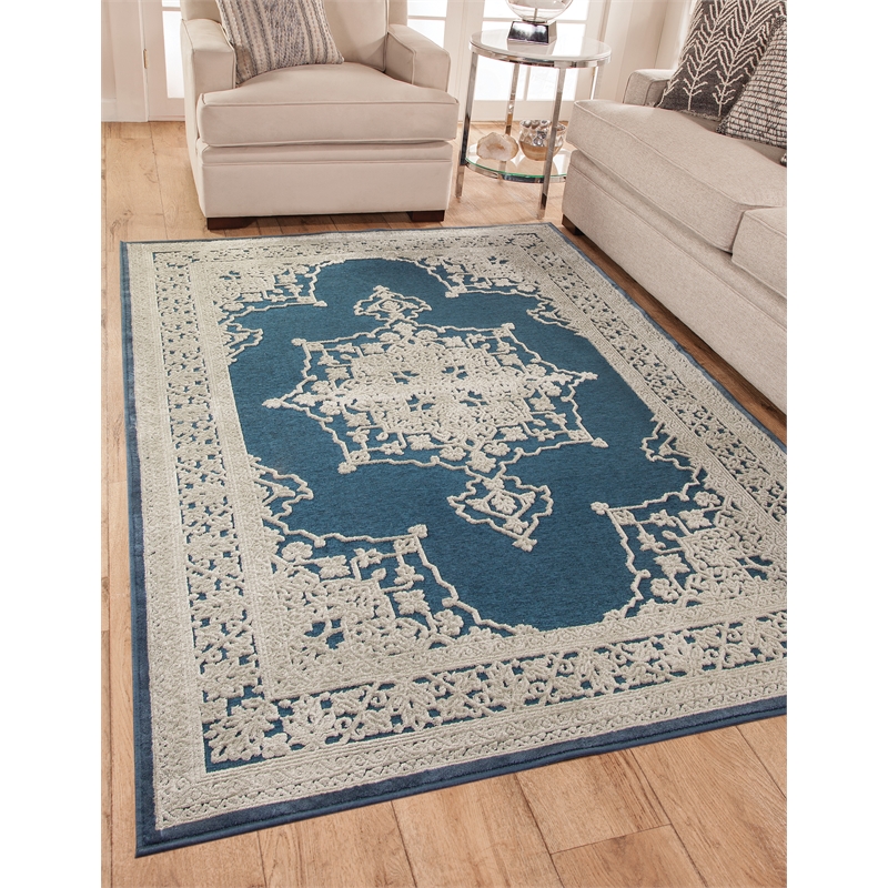 Abacasa Napa Ashton Blue and Natural 5x8 Area Rug