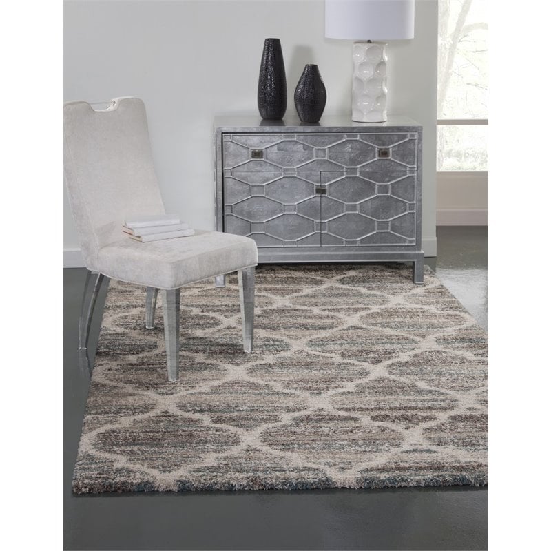 Abacasa Granada Trellis Blue-Brown-Tan 5x8 Area Rug