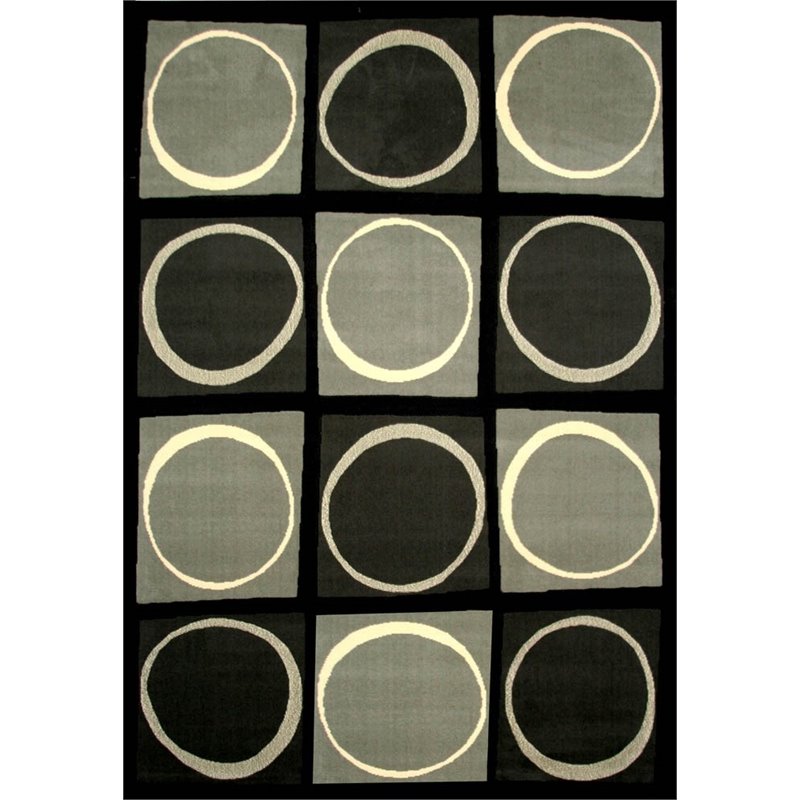 Abacasa Terra Checkers Black-Grey-Ivory 8x10 Area Rug