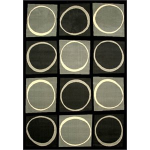 Abacasa Terra Checkers Black-Grey-Ivory 8x10 Area Rug