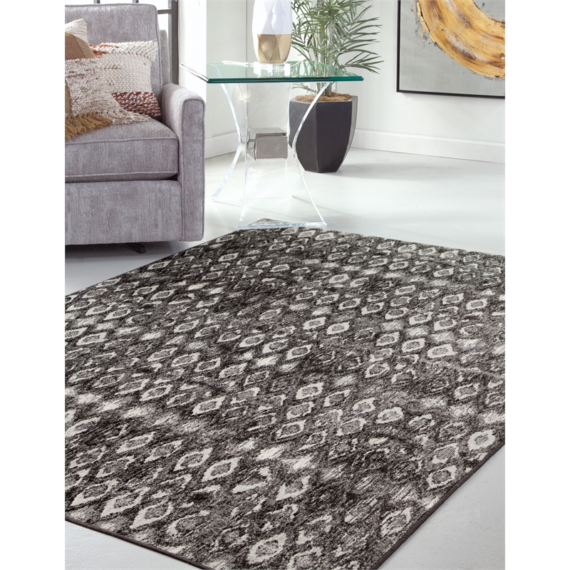 Abacasa Sonoma Mabel Charcoal-Gray-and Ivory 5x8 Area Rug