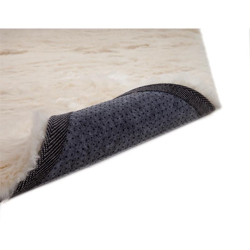 Abacasa Mink Ivory Acrylic and Polyester Faux Fur Area Rug
