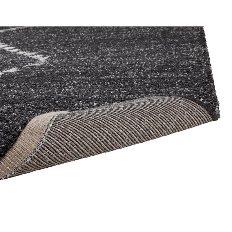 Granada Asher Olefin Shag Black/ Ivory Argyle Area Rug
