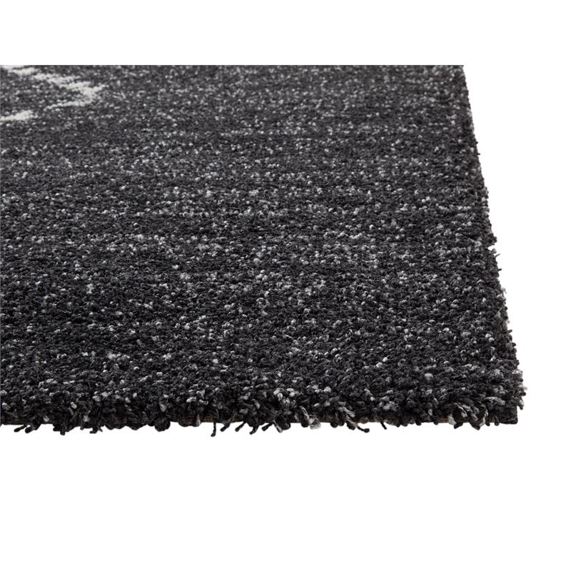 Granada Asher Olefin Shag Black/ Ivory Argyle Area Rug