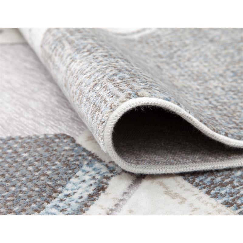 Napa Elio High/ Low Chenille and Viscose Gray/ Blue/ Multi Geometric Area Rug