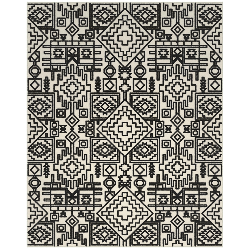 Napa Mercana Ivory and Black Chenille High-Low Area Rug