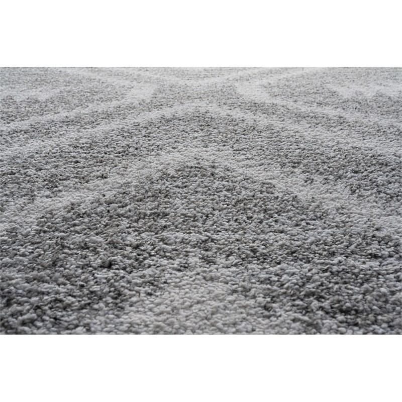 Granada Galen Gray and Ivory Olefin Shag Area Rug