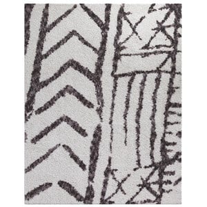 Oasis Juno White and Dark Gray Polyester Area Rug