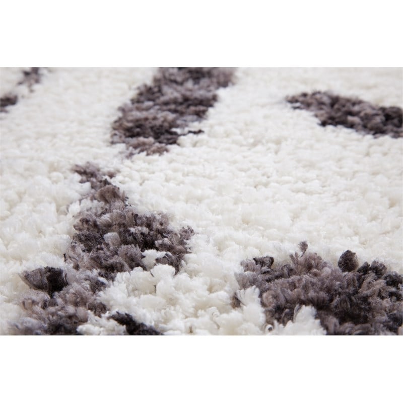 Oasis Juno White and Dark Gray Polyester Area Rug