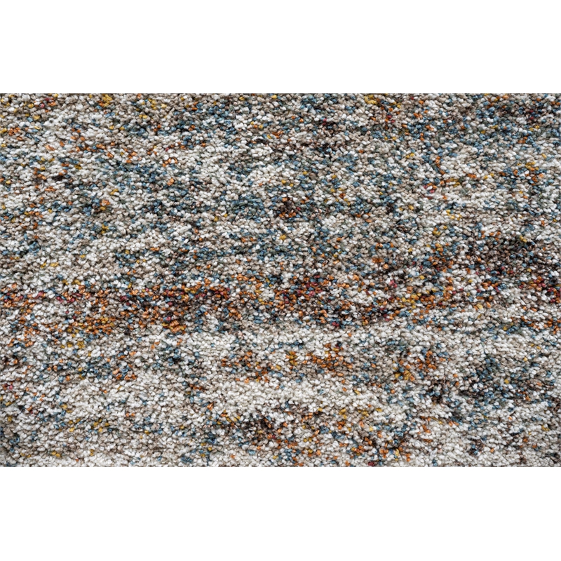 Granada Ezra Ivory Blue Orange and Rust Olefin Shag Area Rug