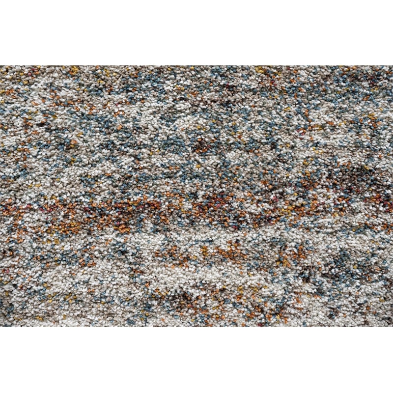 Granada Ezra Ivory Blue Orange and Rust Olefin Shag Area Rug
