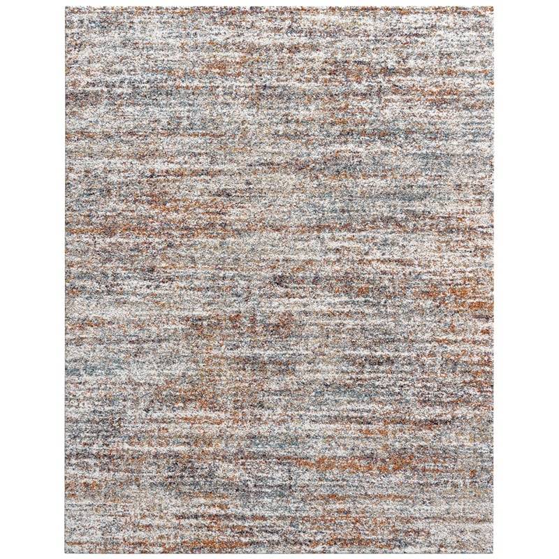 Granada Ezra Ivory Blue Orange and Rust Olefin Shag Area Rug