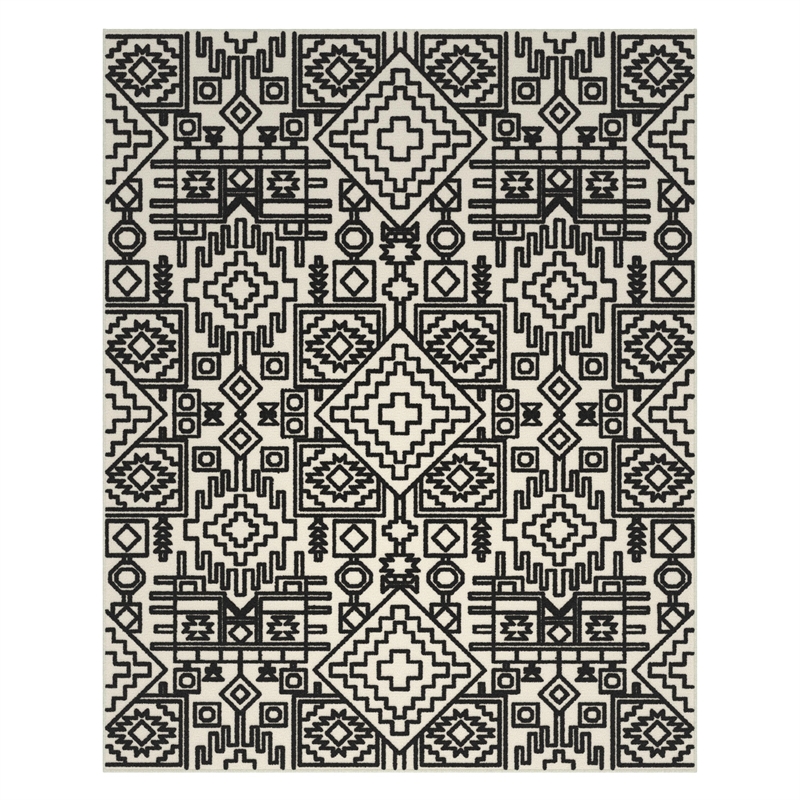 Napa Mercana Ivory and Black Chenille High-Low Area Rug
