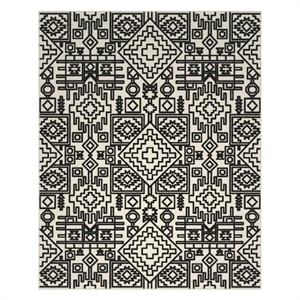 Napa Mercana Ivory and Black Chenille High-Low Area Rug