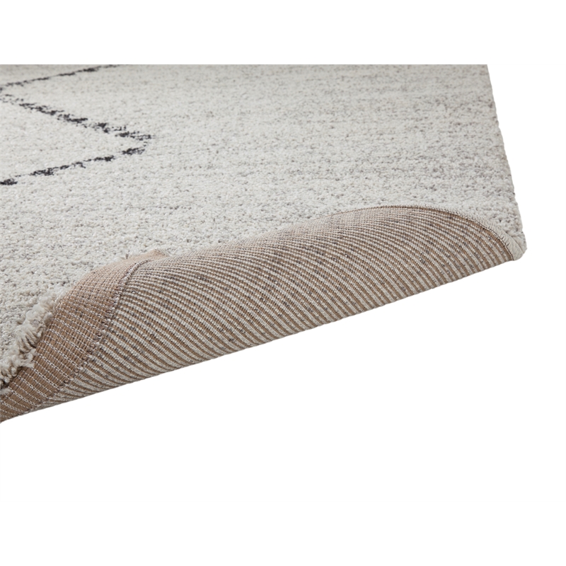Granada Jewels Ivory Grey and Charcoal Olefin Shag Area Rug