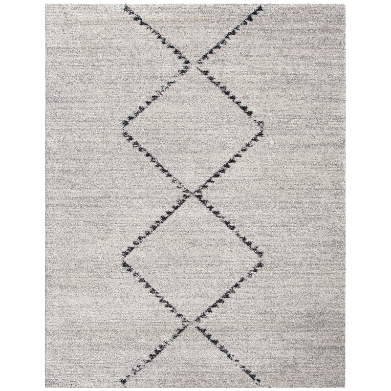 Granada Jewels Ivory Grey and Charcoal Olefin Shag Area Rug