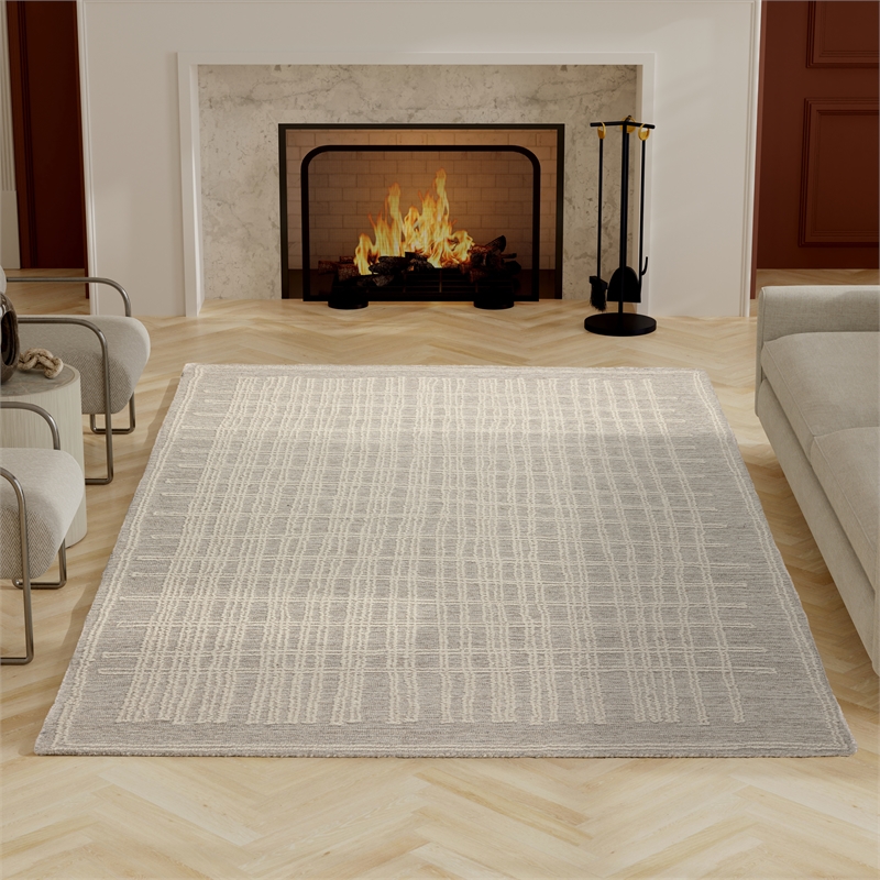 Abbey Latriss Ivory and Natural Wool Handwoven Area Rug