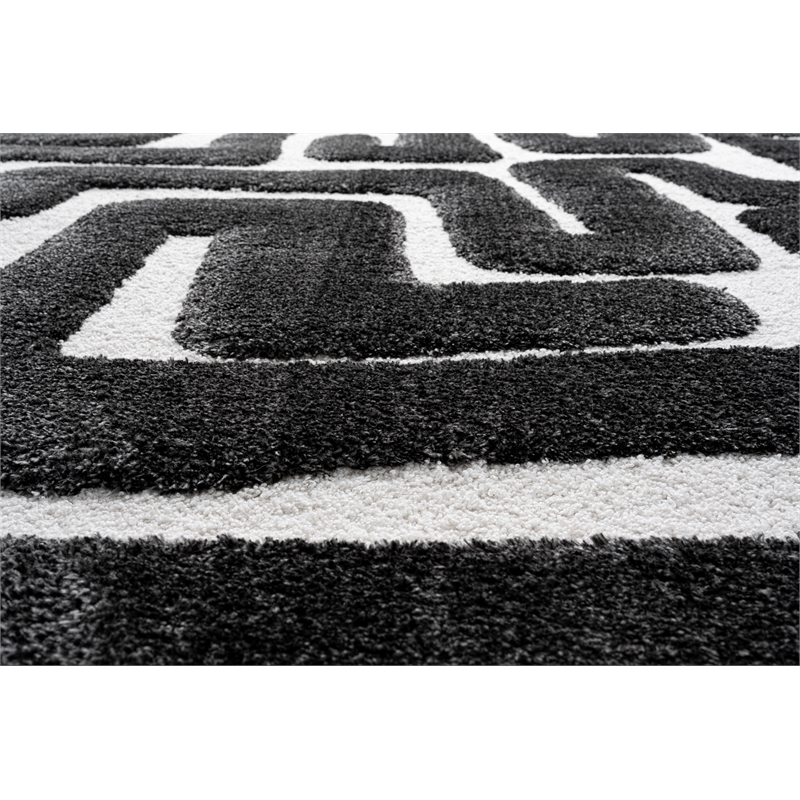 Luna Meara Black and Ivory Recycled Polyester Area Rug