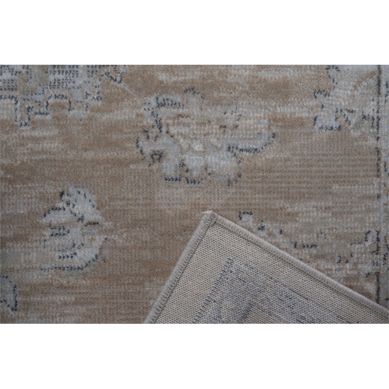 Eno Elmina Brown Ivory Taupe and White Viscose  Area Rug