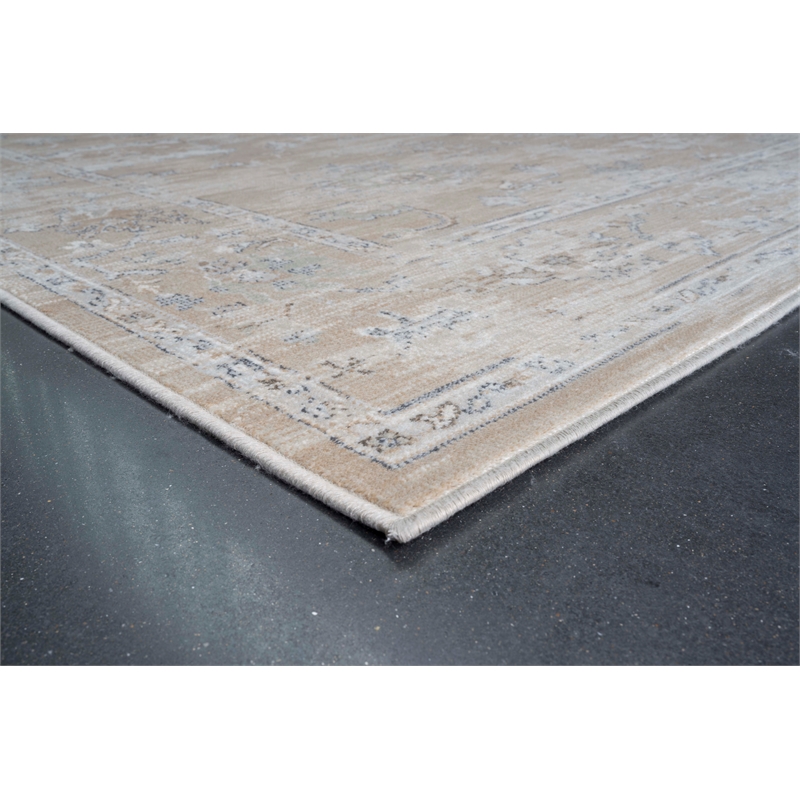 Eno Elmina Brown Ivory Taupe and White Viscose  Area Rug