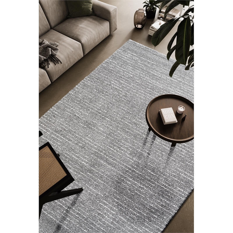 Granada Liora Charcoal Gray Ivory and White Polypropylene Area Rug
