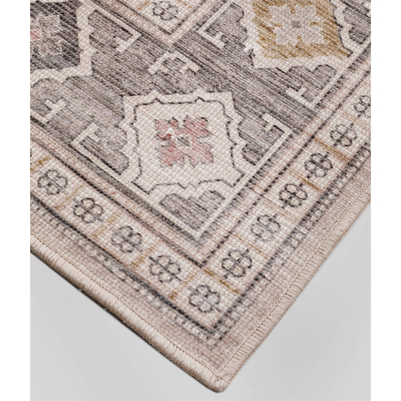 Malta Akira Natural Blush Multi-color Cotton Blend Washable Area Rug
