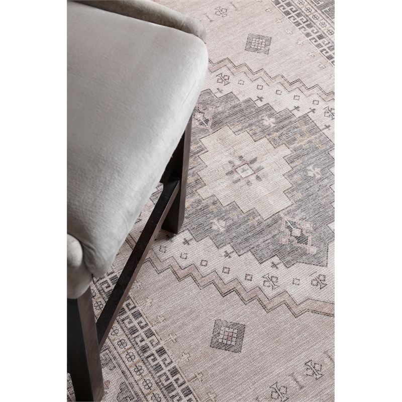 Malta Akira Natural Blush Multi-color Cotton Blend Washable Area Rug
