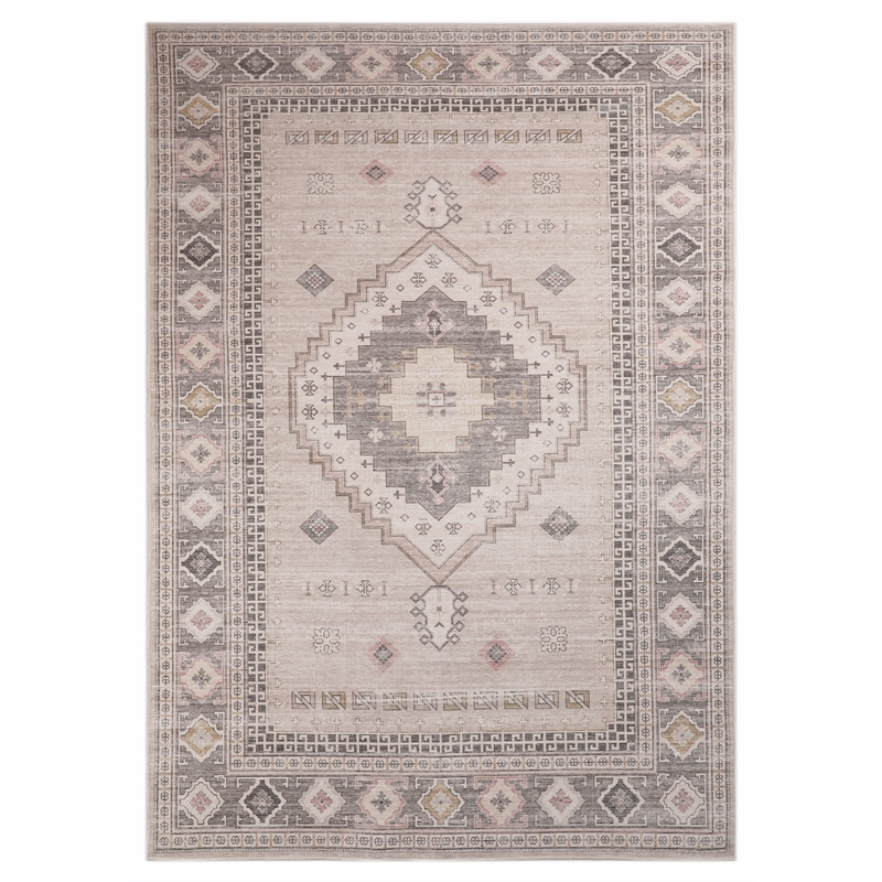 Malta Akira Natural Blush Multi-color Cotton Blend Washable Area Rug