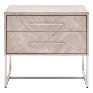 Essentials For Living Traditions Mosaic 2-Drawer Wood Nightstand in Gray