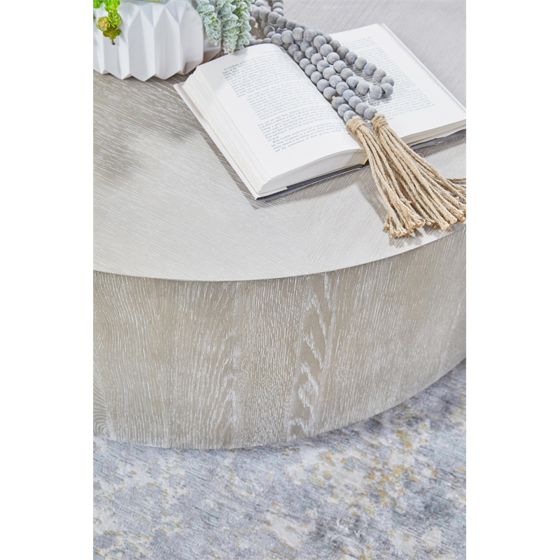 Essentials For Living District Roto Wood Large Coffee Table in Gray
