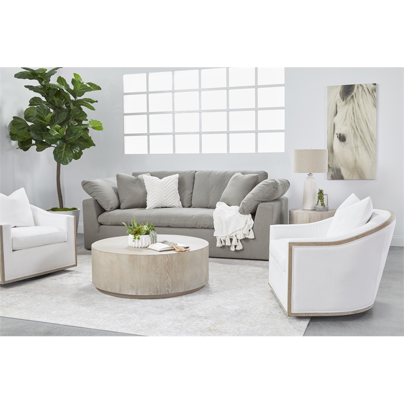 Essentials For Living District Roto Wood Large End Table in Natural Gray