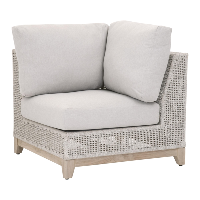 Essentials For Living Woven Tropez Fabric Outdoor Corner Chair in Gray
