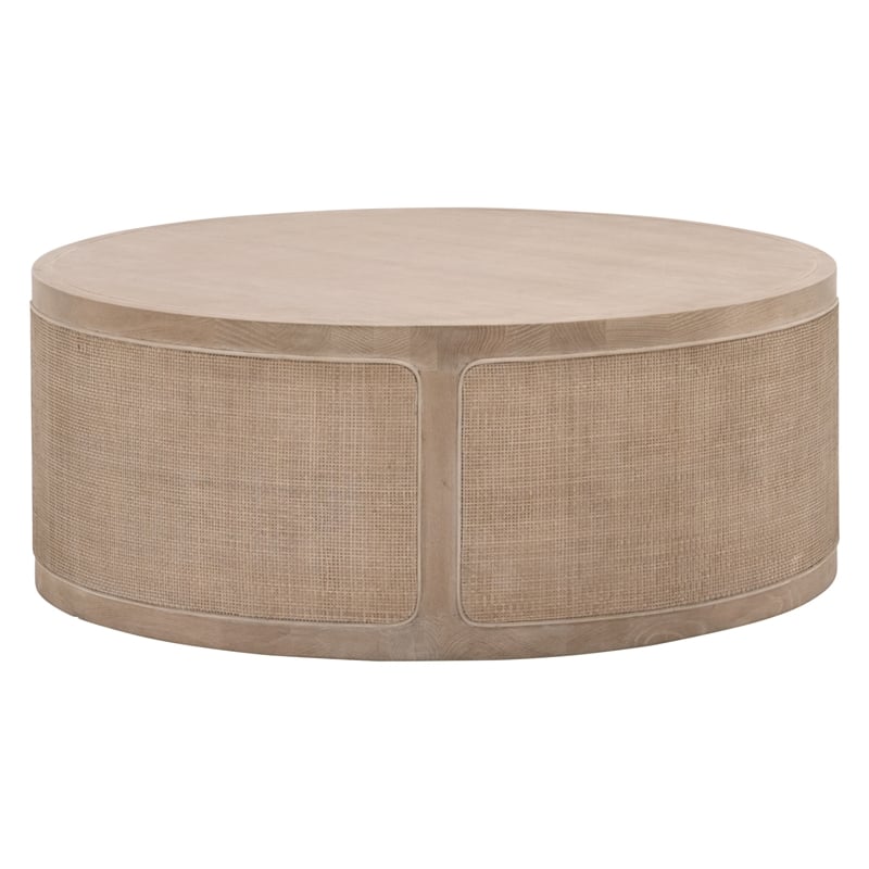 Essentials For Living Bella Antique Cane Wood Coffee Table in Smoke Gray
