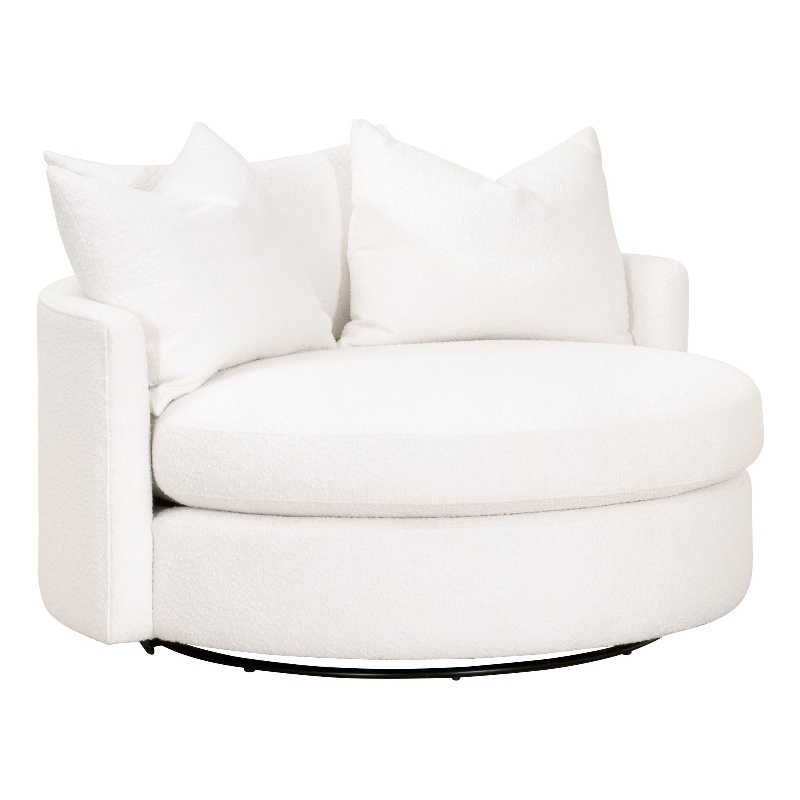 Essentials For Living Lourne Fabric Swivel Sofa Chair in Snow White
