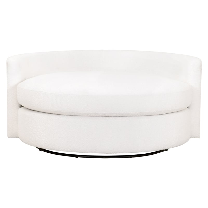 Essentials For Living Lourne Fabric Swivel Sofa Chair in Snow White