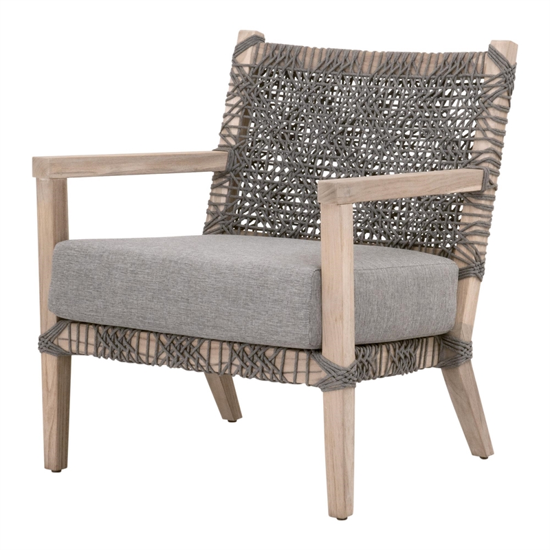 Essentials For Living Costa Outdoor Fabric/Wood Club Chair in Dove Gray
