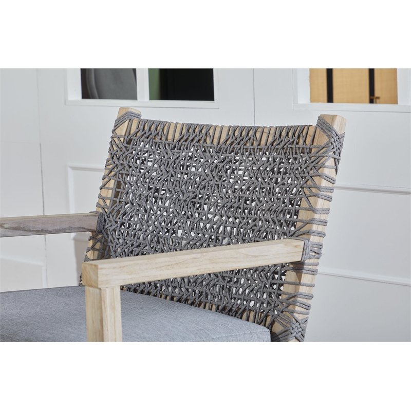 Essentials For Living Costa Outdoor Fabric/Wood Club Chair in Dove Gray