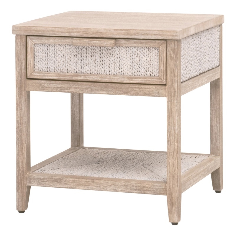 Essentials For Living Woven Malay Wood Nightstand in Natural Gray